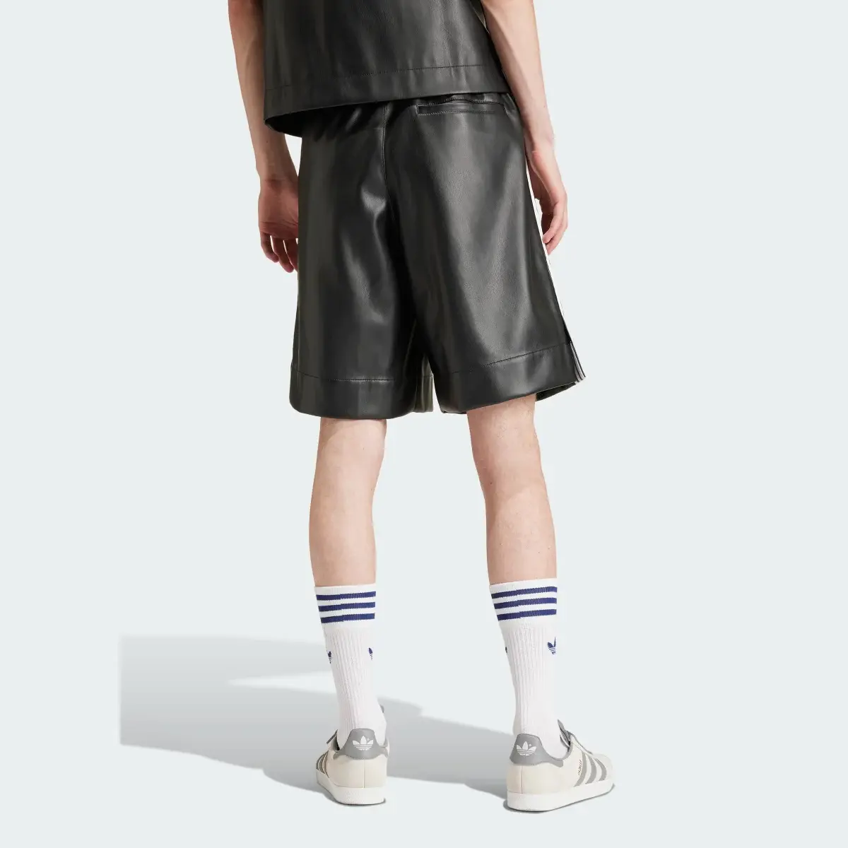 Adidas Faux Leather Adicolor 3-Stripes Shorts. 3