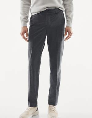 Textured slim fit suit pants