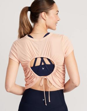 UltraLite Open-Back Rib-Knit T-Shirt for Women pink