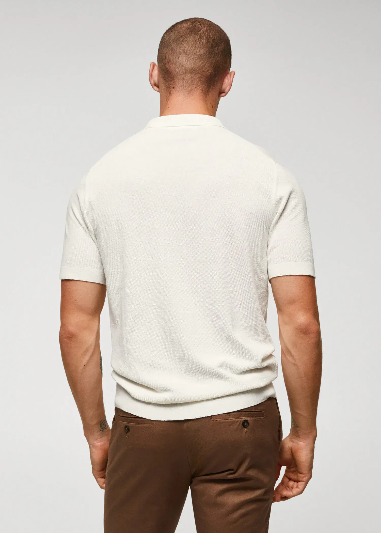 Mango Structured knit cotton polo. 3