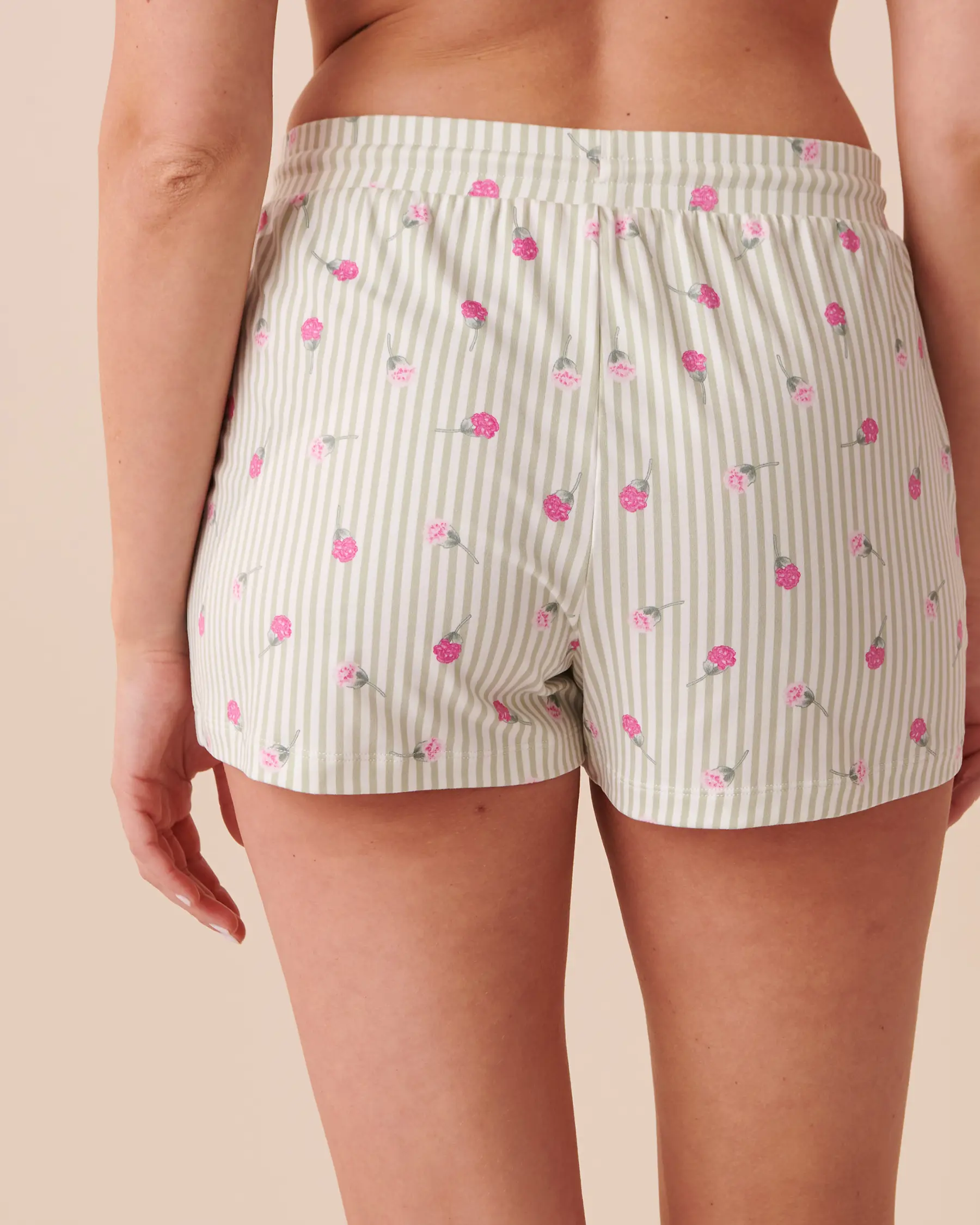 La Vie en Rose Ditsy Floral Stripes Super Soft Pajama Shorts. 2