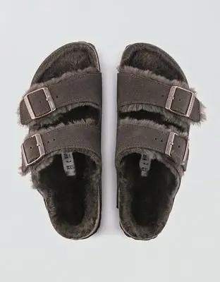 American Eagle Birkenstock Shearling Arizona Sandal. 1