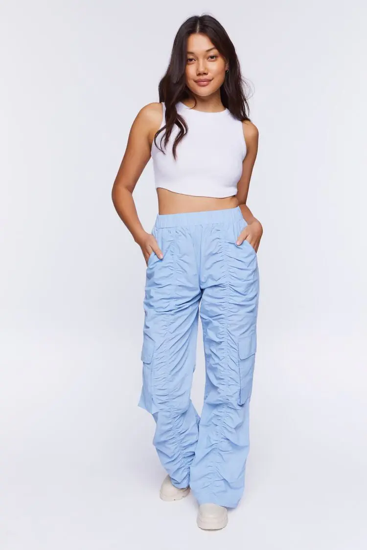 Forever 21 Forever 21 Ruched Cargo Pants Blue. 1