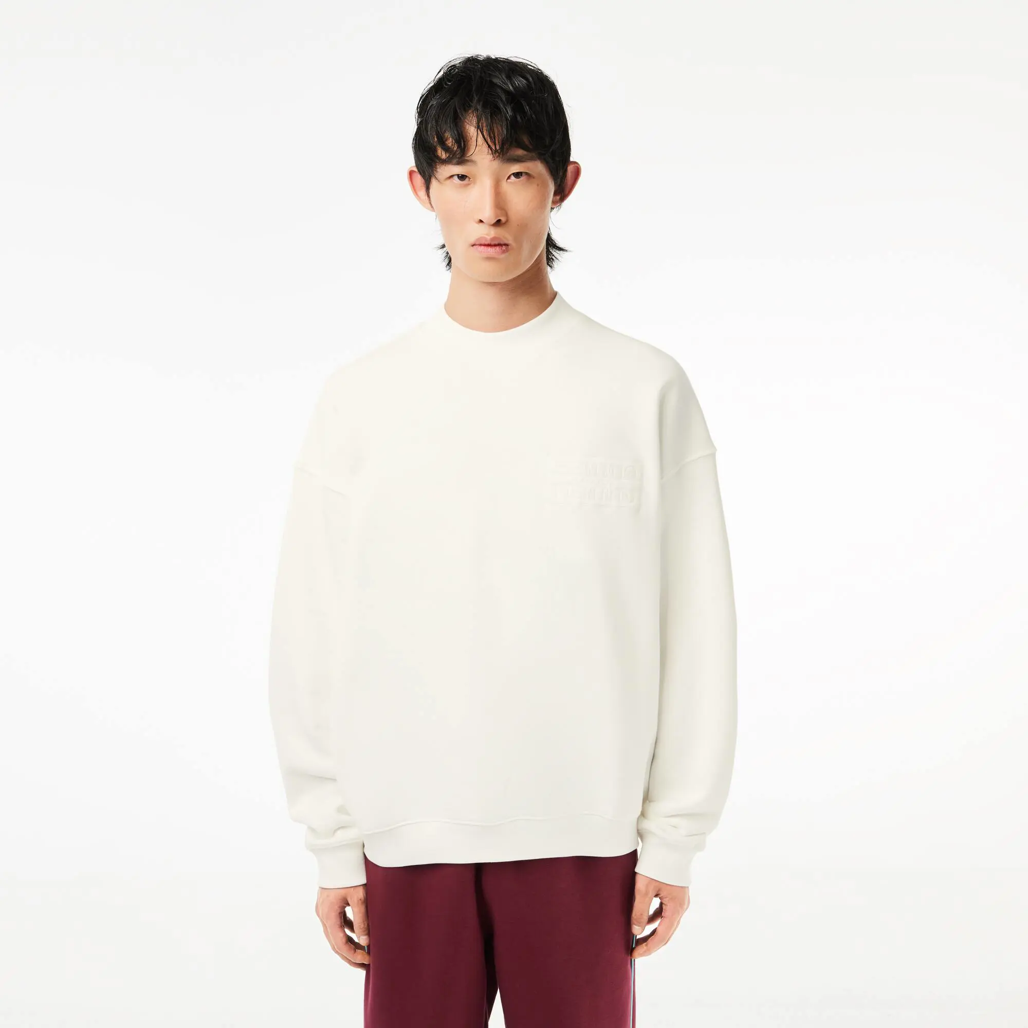 Lacoste Oversize Embroidered Cotton Sweatshirt. 1