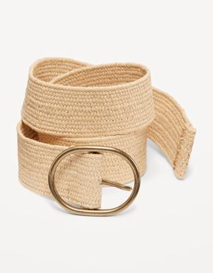 Stretch Braided Straw Belt for Women (1.5-inch) beige