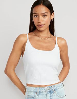 Old Navy Strappy Rib-Knit Cropped Tank Top for Women white