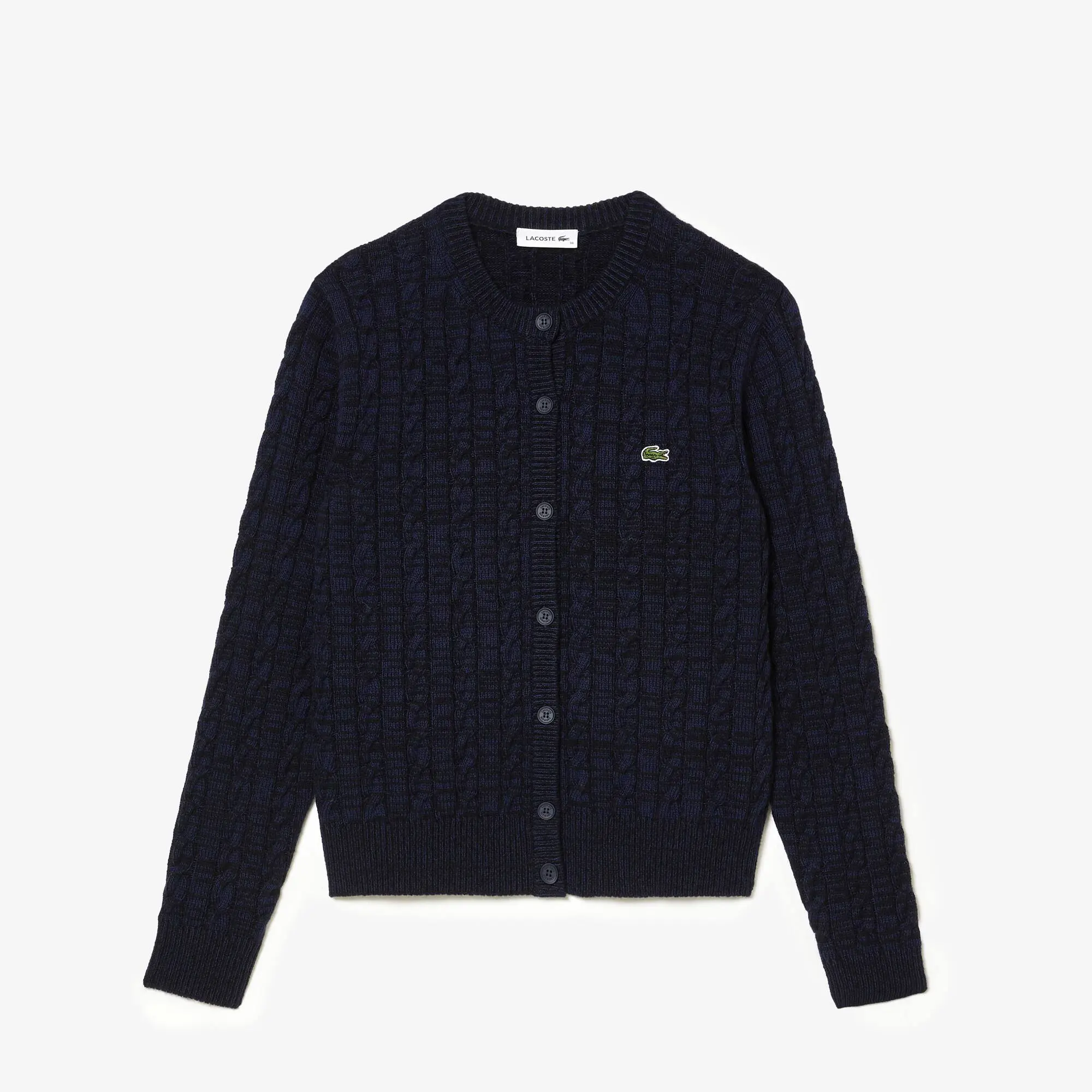 Lacoste Women's Wool Blend Cable Knit Cardigan. 2