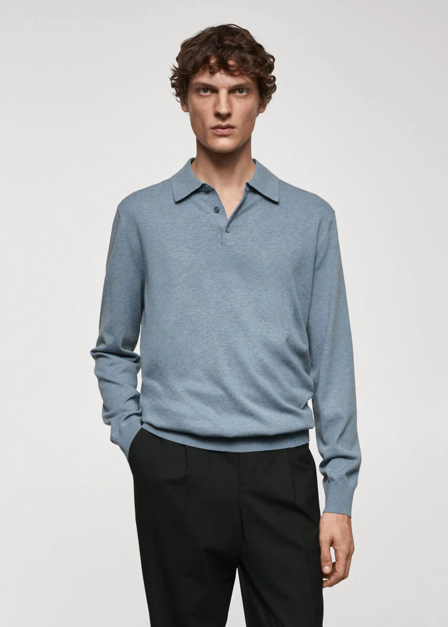 Mango Long-sleeved cotton jersey polo shirt. 2