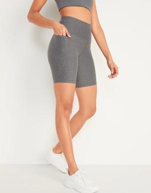 High-Waisted PowerSoft Biker Shorts for Women -- 8-inch inseam gray