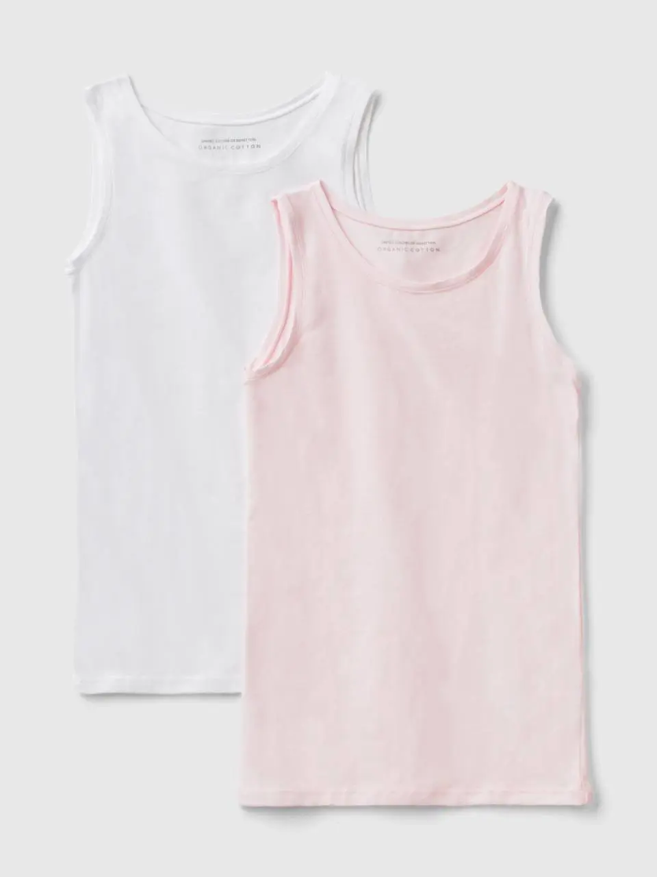 Benetton two tank tops in super stretch organic cotton. 1