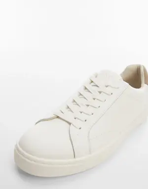 Contrasting panel leather sneakers
