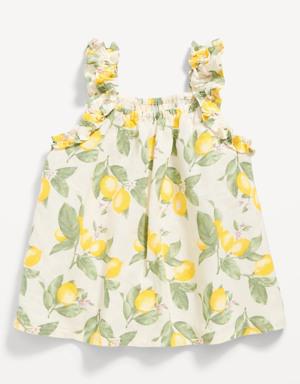 Sleeveless Ruffle-Trim Floral-Print Top for Baby yellow