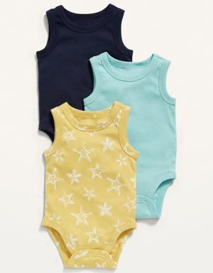 Unisex 3-Pack Sleeveless Bodysuit for Baby yellow