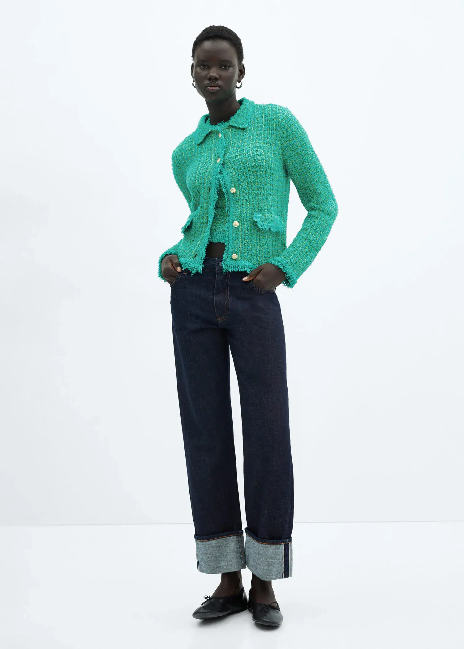 Mango Tweed-Cardigan mit Poloshirtkragen. 2