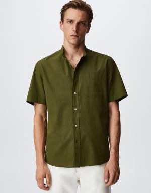 Mango Mao collar cotton shirt