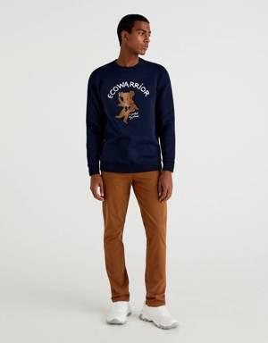 Erkek Lacivert JCC Tasarımlı Sweatshirt