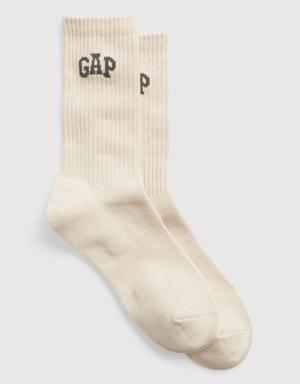 Gap Logo Quarter Crew Socks beige