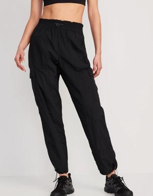 Old Navy High-Waisted Parachute Cargo Jogger Ankle Pants for Women black