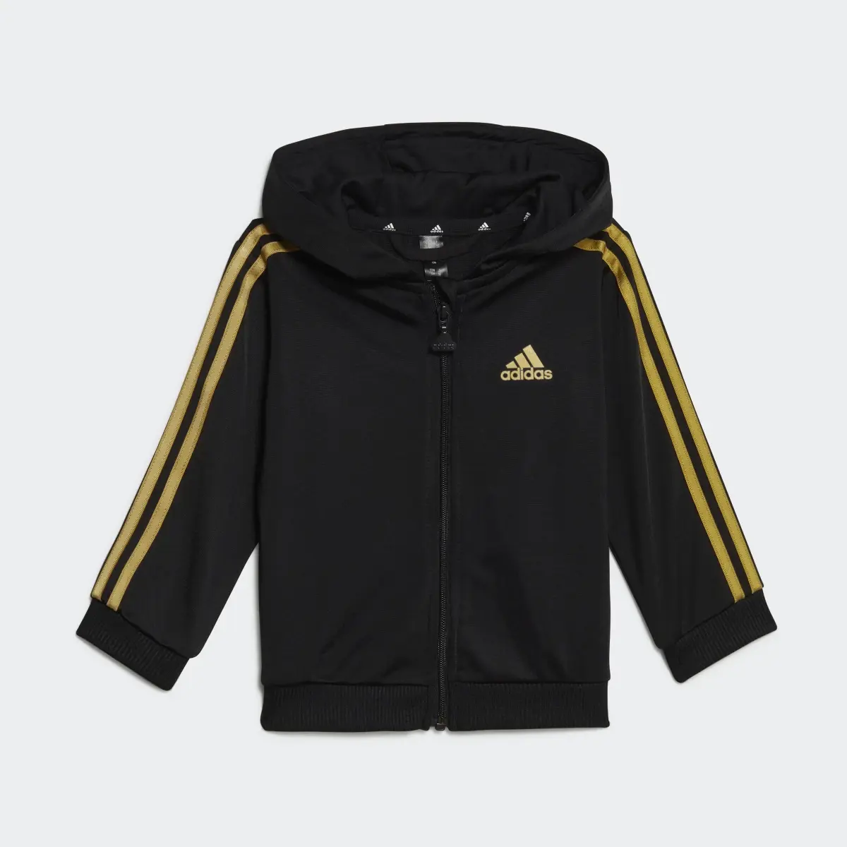 Adidas Essentials Shiny Hooded Trainingsanzug. 3