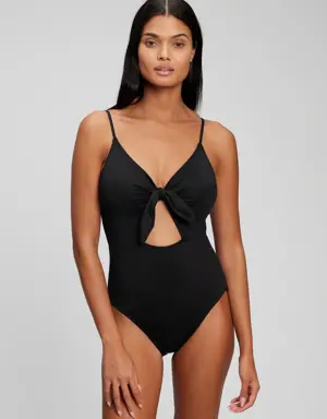 Gap Recycled Bunny-Tie Cutout One-Piece Swimsuit black