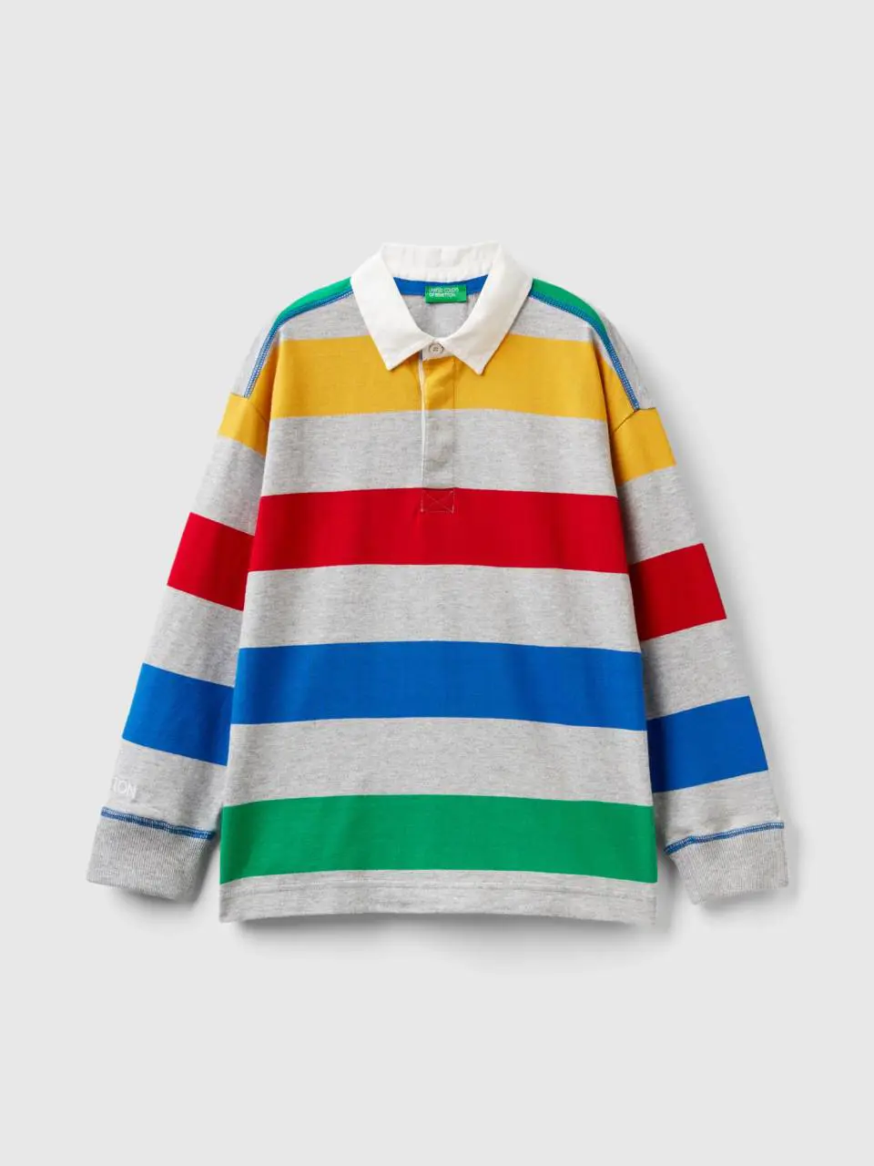 Benetton multicolor striped rugby polo. 1