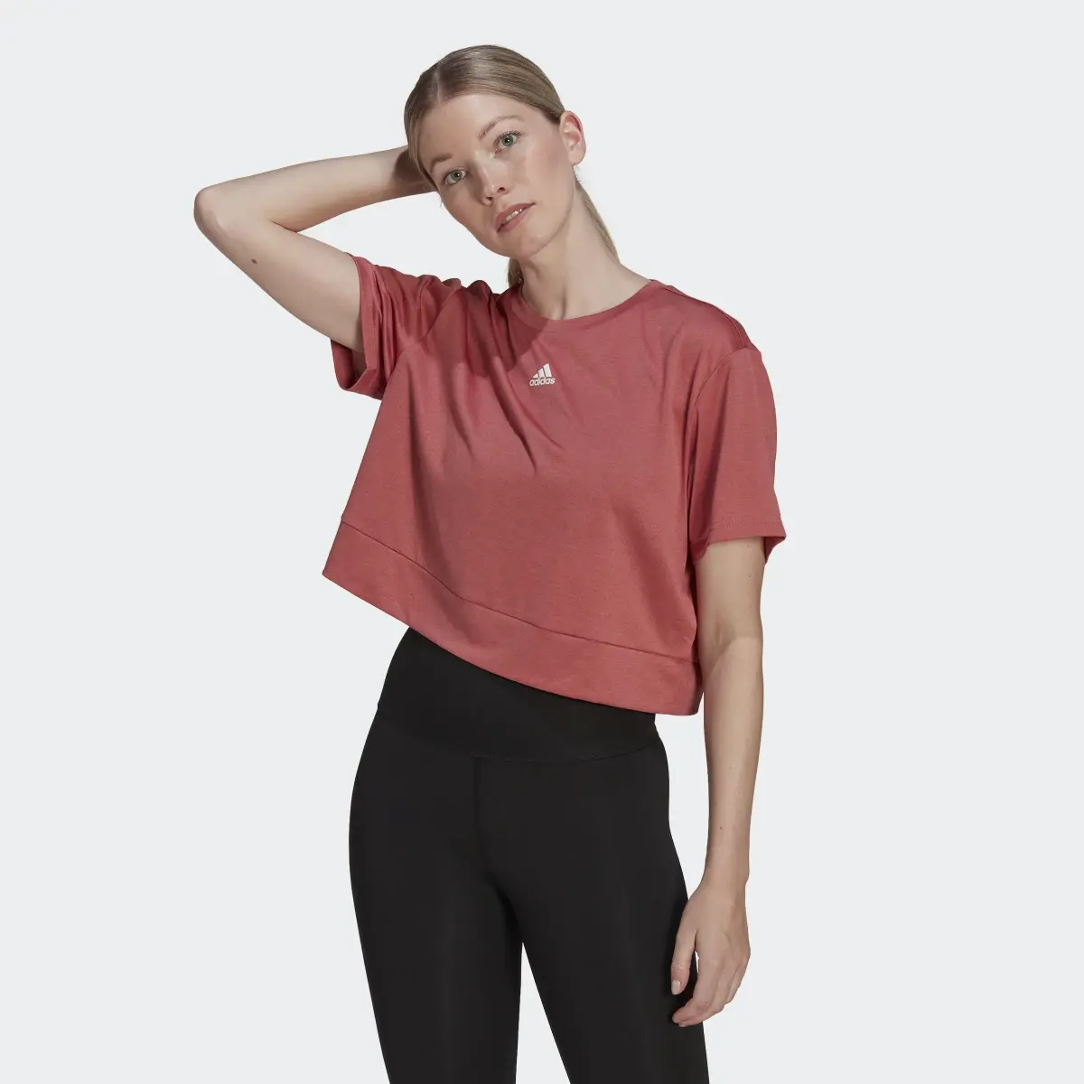 Adidas AEROREADY Studio Loose Crop T-Shirt. 2