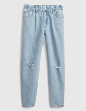 Kids High Rise Barrel Jeans blue