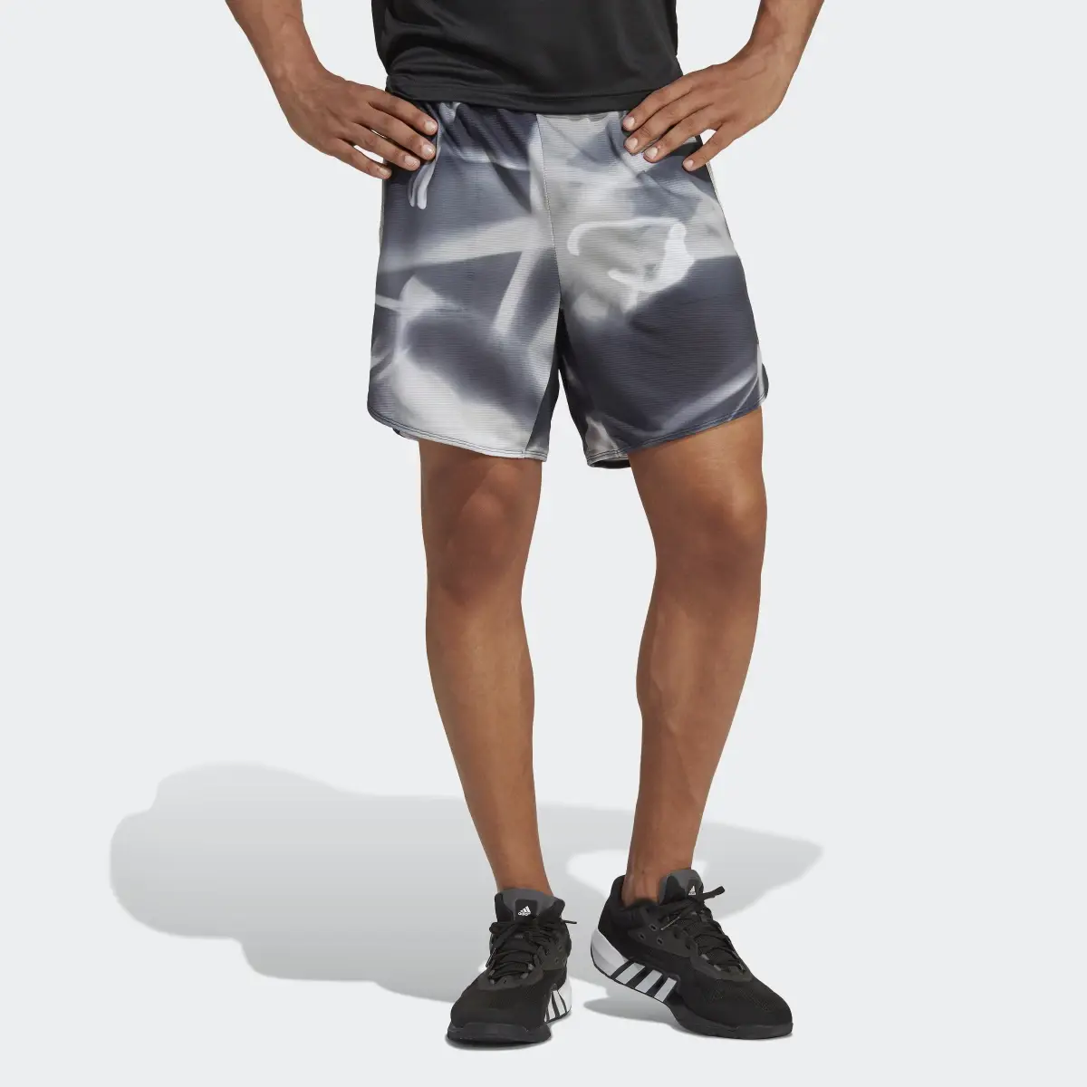 Adidas Designed for Training HEAT.RDY HIIT Allover Print Training Shorts. 1