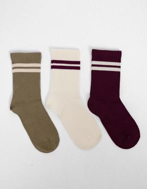 3 lü Paket Şeritli Erkek Çocuk Soket Çorap
