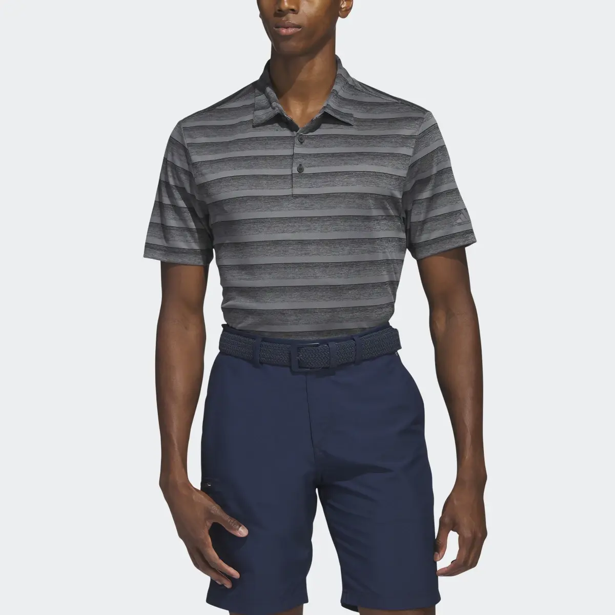 Adidas Two-Color Striped Golf Polo Shirt. 1