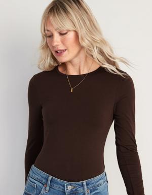 Long-Sleeve Jersey Bodysuit for Women brown