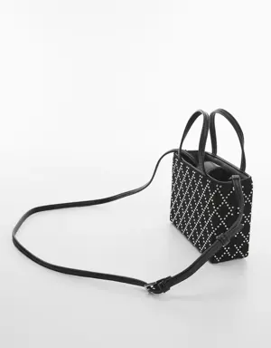 Bag with double handle and rhinestone detail