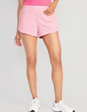 Mid-Rise Dolphin-Hem Mesh Performance Shorts for Women -- 3-inch inseam pink