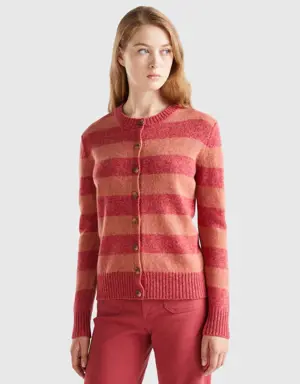 striped cardigan in pure shetland wool