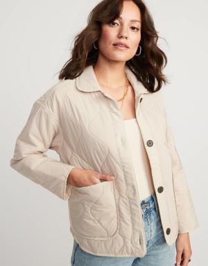 Oversized Quilted Utility Jacket for Women multi