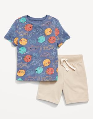 T-Shirt and Pull-On Shorts Set for Toddler Boys blue