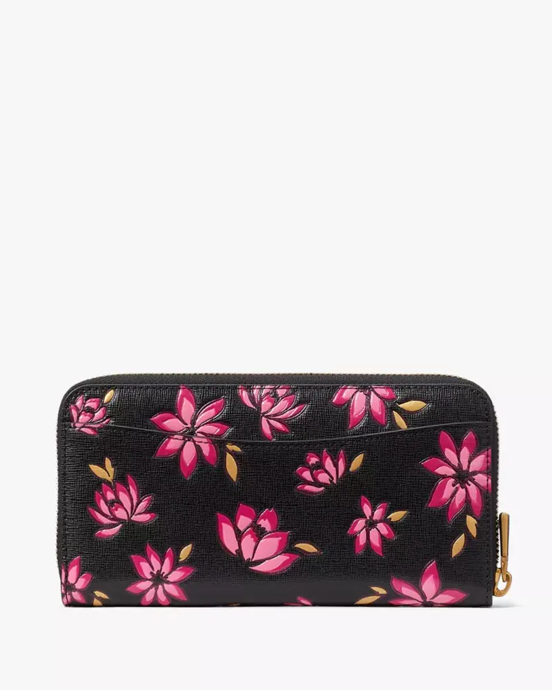 Kate Spade Morgan Winter Blooms Embossed Zip-around Continental Wallet. 3