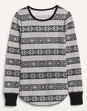 Printed Thermal-Knit Long-Sleeve Tee for Women multi