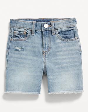 Slouchy Straight Ripped Jean Cut-Off Midi Shorts for Toddler Girls multi