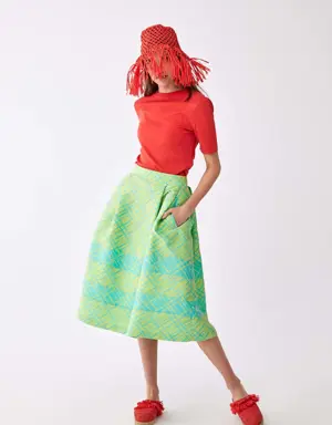 Lime Checked Tea Skirt - 2 / ORIGINAL