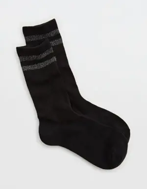 Ribbed Cotton Crew Socks