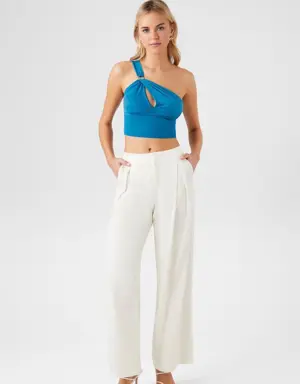 Forever 21 Mid Rise Wide Leg Trousers Vanilla