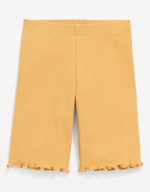 Old Navy Rib-Knit Long Bike Shorts for Girls yellow