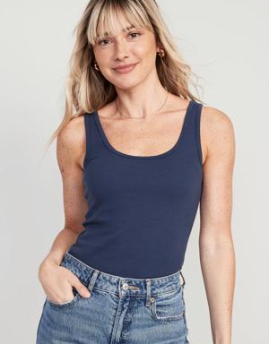 First-Layer Rib-Knit Tank Top for Women blue