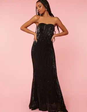 Forever 21 Sequin Sweetheart Mermaid Gown Black