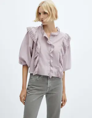 Lace blouse with ruffles