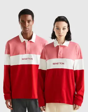 pink and red rugby style polo