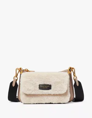 Double Up Faux Shearling Crossbody