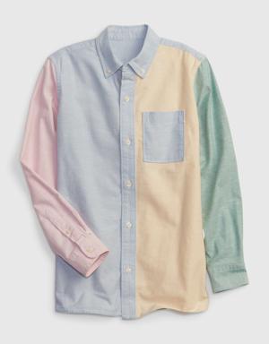 Kids Linen-Cotton Colorblock Oxford Shirt multi