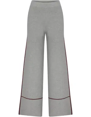 Line Detailed Gray Knitwear Trousers - 1 / GREY